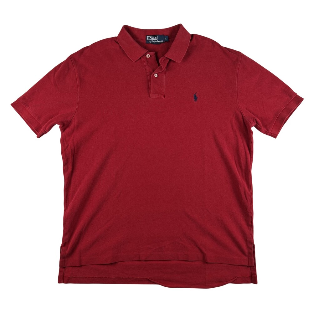 Polo By Ralph Lauren Polo Shirt Mens Large Red Solid Pony Logo Cotton Pique
